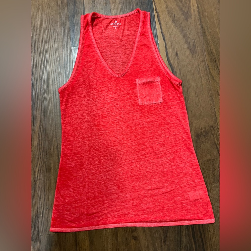 Athleta | Red Sugar Wash V-Neck Burnout Tank